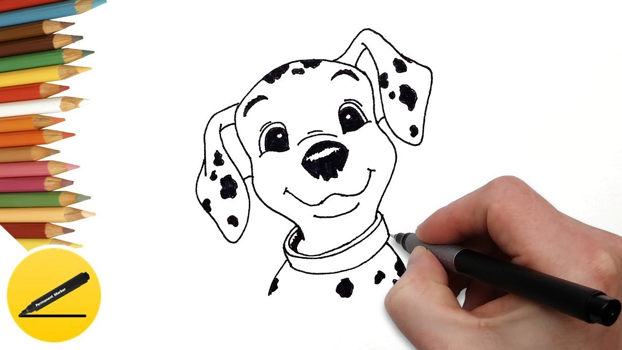 1280x720 how to draw a puppy from dalmatians step - Dalmatian Dog Drawing