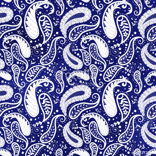 500x500 Seamless Vector Background With Damask Oriental Paisley Pattern - Damask Drawing