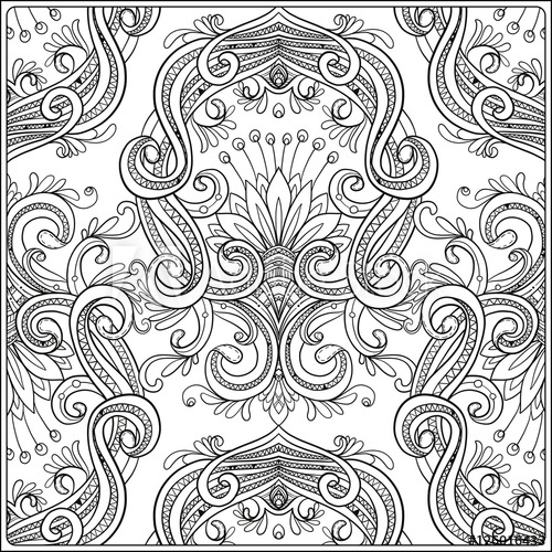 500x500 vintage background brown baroque pattern vector damask pattern - Damask Drawing