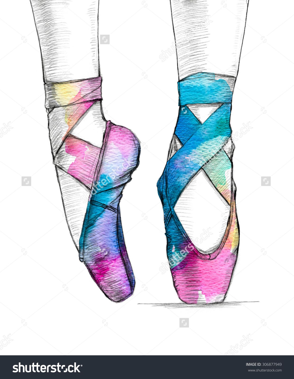 1242x1600 Colorful Point Shoes Are My Favorite! Dance Ballet Drawings - Dance Shoes Drawing