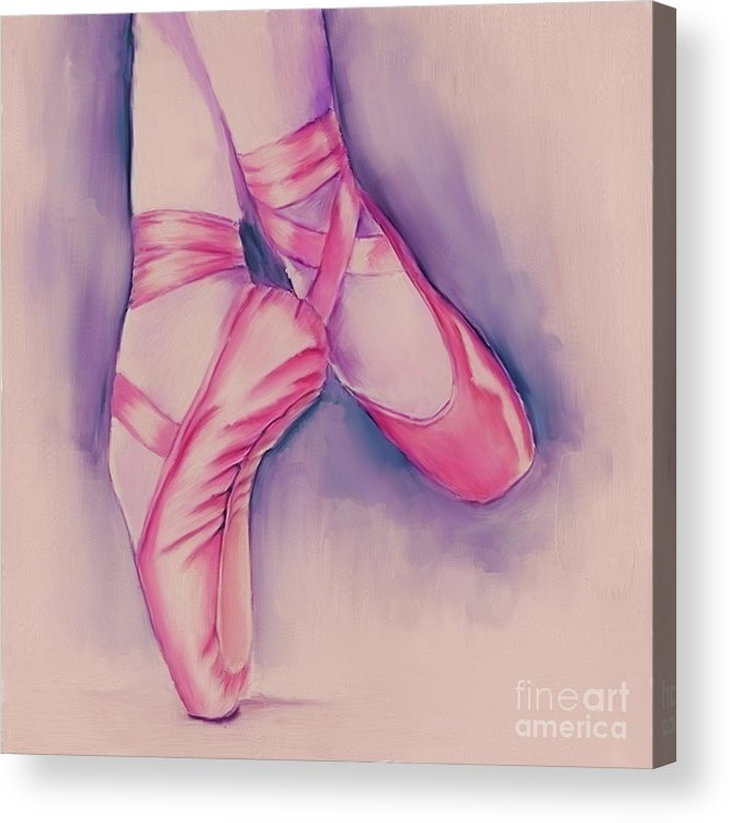 666x750 Ballerina Dance Shoes Art Acrylic Print - Dance Shoes Drawing