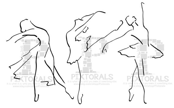 570x355 ballet dancers line art vector and png etsy - Dancer Line Drawing