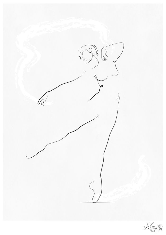 700x989 reach', dancer line drawing art print - Dancer Line Drawing