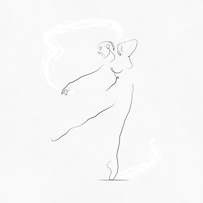 700x700 reach', dancer line drawing duvet cover - Dancer Line Drawing