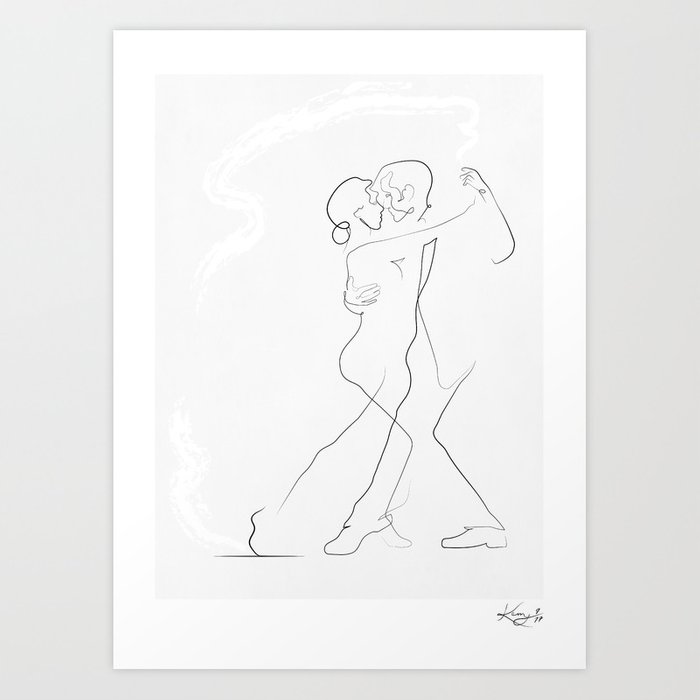 700x700 tango i, detail', dancer line drawing art print - Dancer Line Drawing