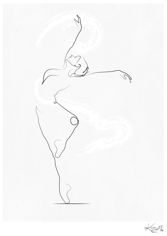700x989 unfurl', dancer line drawing art print - Dancer Line Drawing