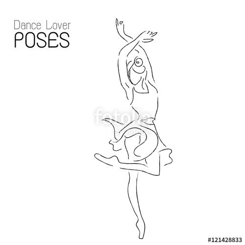 500x500 abstract dancer line art ballerina performance poses illustration - Dancer Line Drawing
