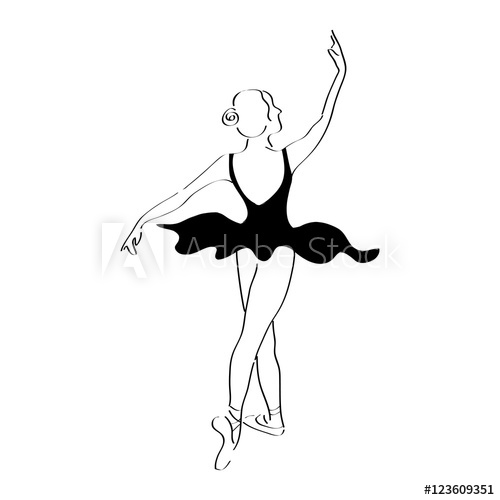 500x500 abstract woman dancer line art illustration ballet posing - Dancer Line Drawing