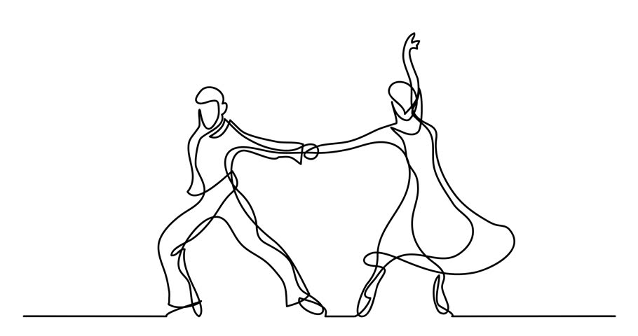 910x480 self drawing animation of continuous line drawing of dancing couple - Dancing Couple Drawing