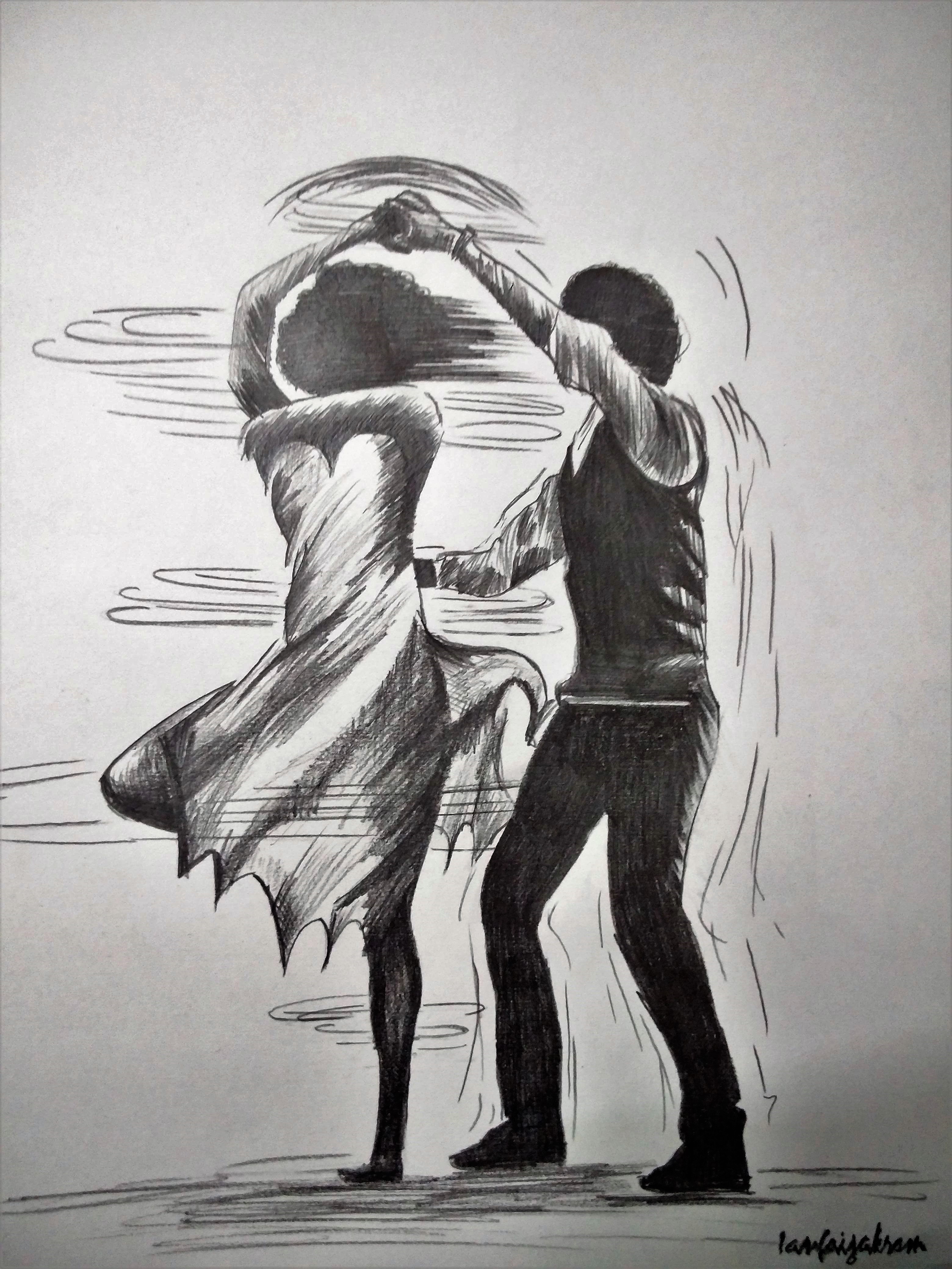 3120x4160 sketch of a dancing couple pencil shades - Dancing Couple Drawing