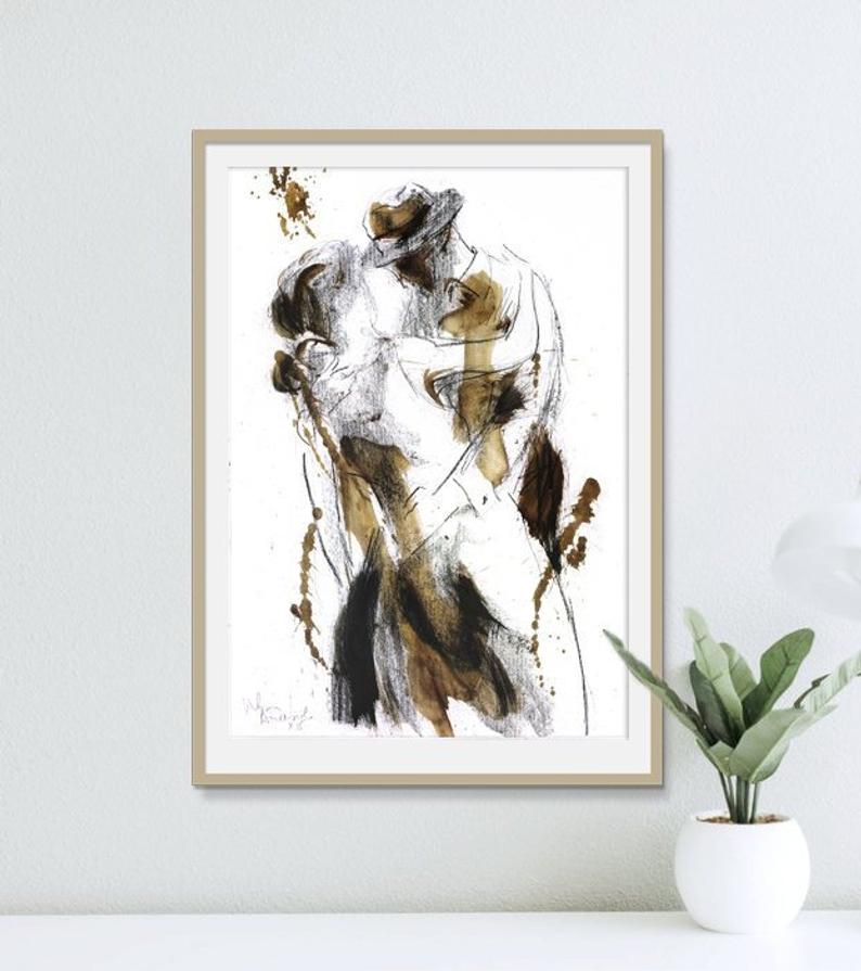 794x895 couple drawing wall art print charcoal sketch dancing etsy - Dancing Couple Drawing