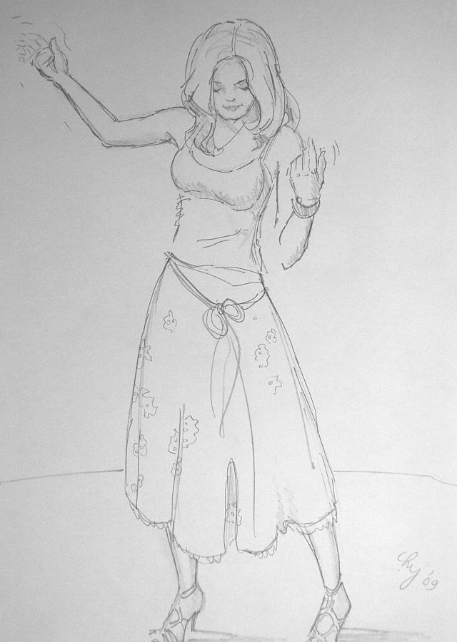 640x900 Girl Dancing Drawing - Dancing Drawing