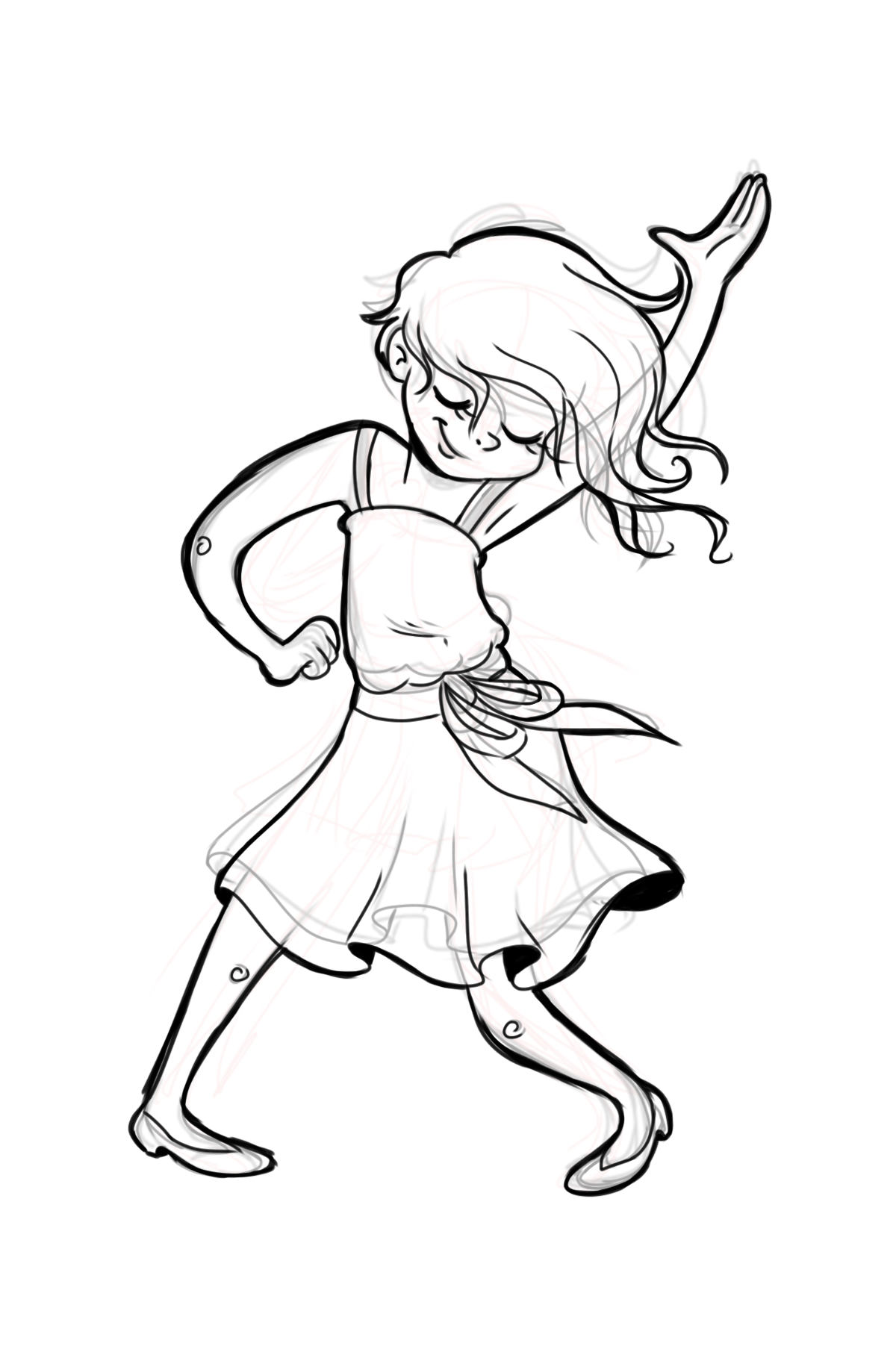 1200x1807 My Daughter Dancing Carefree - Dancing Drawing
