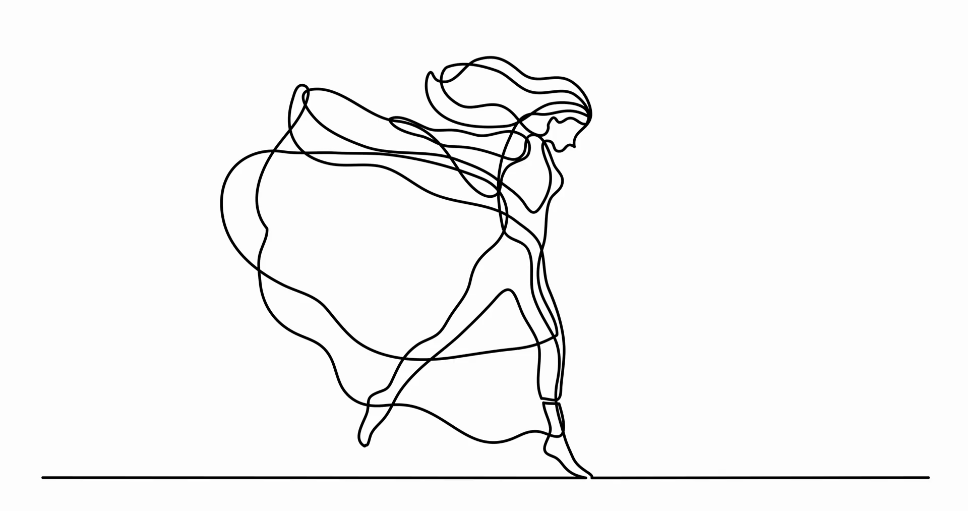 1920x1013 Self Drawing Animation Of Continuous Line Drawing Of Woman Dancing - Dancing Drawing