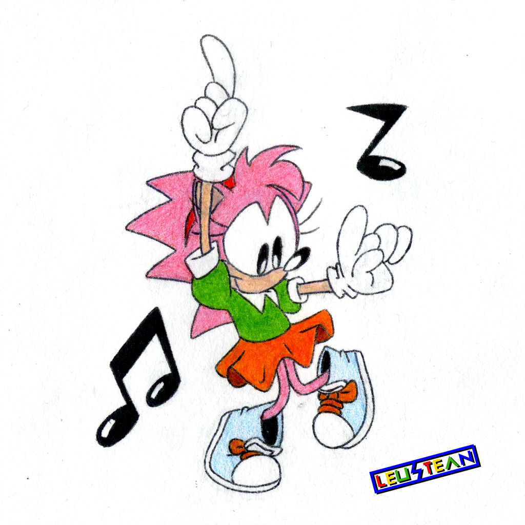 1024x1024 Classic Amy Rose - Dancing Drawing