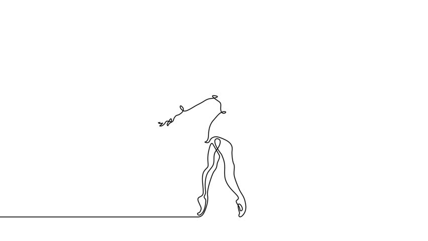 852x480 Animation Continuous Single Drawn Line Stock Footage Video - Dancing Drawing Animation