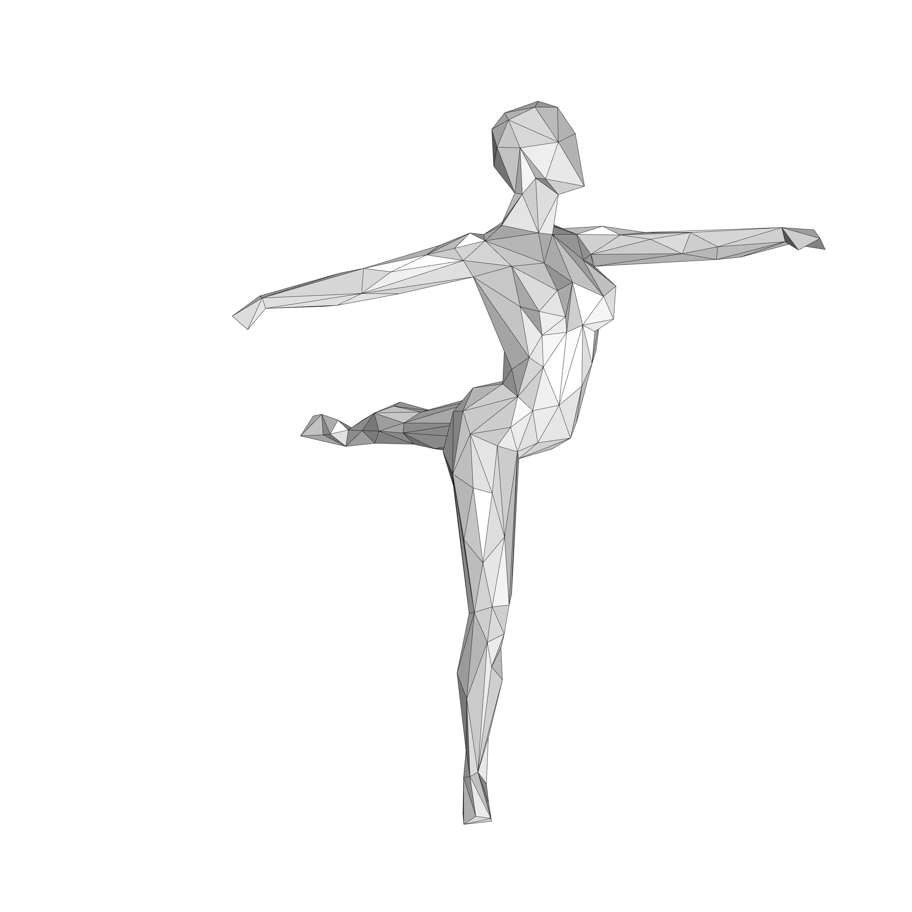 3000x3000 Dancing Figure Low Poly Printable Model Cgtrader - Dancing Figure Drawing