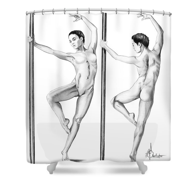 800x800 Pole Dancer Figure Drawing Shower Curtain For Sale - Dancing Figure Drawing