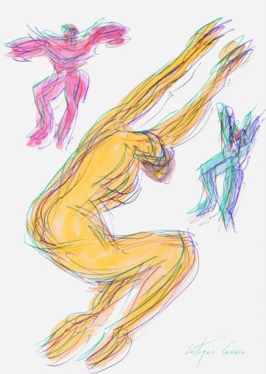 375x527 Three Dancing Figures Drawing - Dancing Figure Drawing