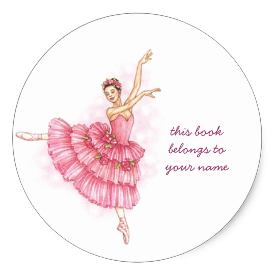 540x540 Ballerina Dancing Girl Drawing Ex Libris Sticker Zazzle Ca - Dancing Girl Drawing