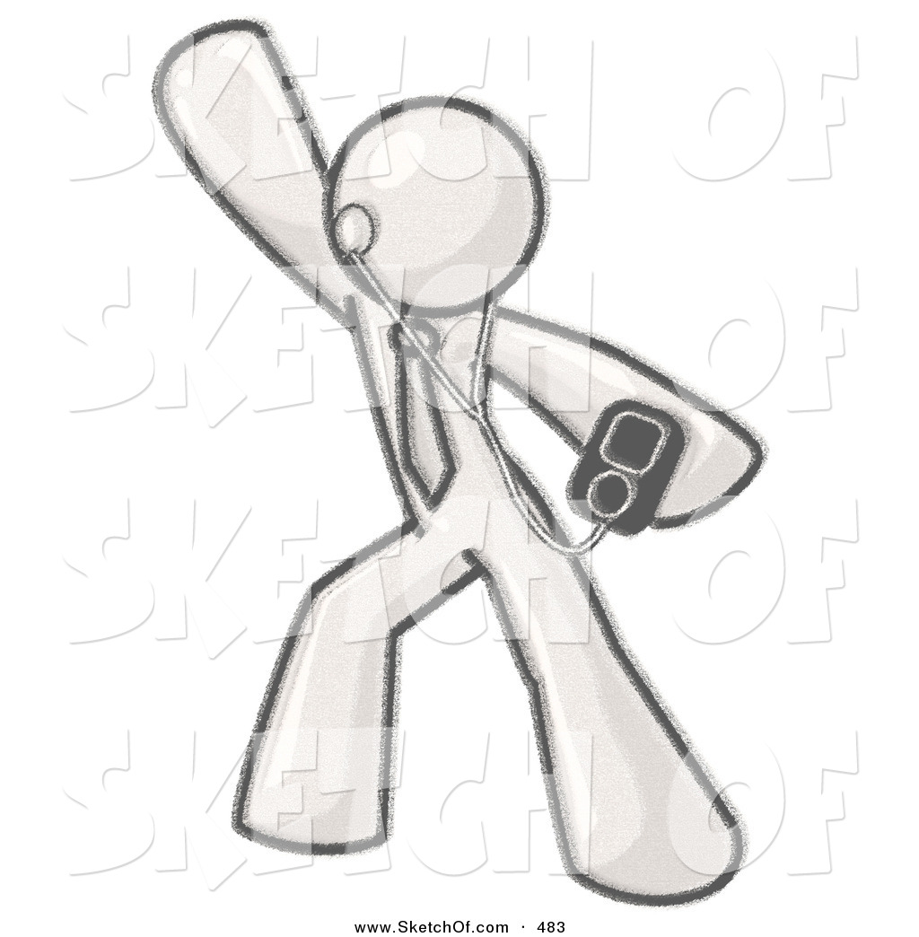 1024x1044 Drawing Of A Sketched Design Mascot Person Dancing While Listening - Dancing People Drawing
