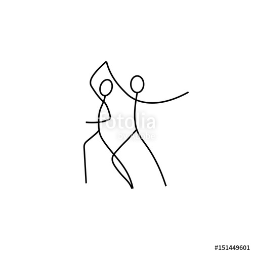 500x500 Cartoon Icon Of Sketch Little Dancing People In Cute Miniature - Dancing People Drawing