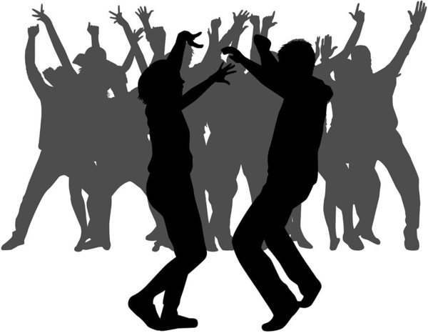600x466 Dancing People Silhouettes Vector Work Art Print - Dancing People Drawing