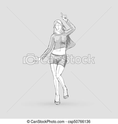 450x470 Dancing Girl Sketch Of A Modern Dancer Poses In Front Of The Gray - Dancing Poses For Drawing