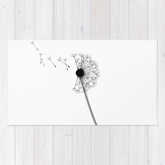 700x700 dandelion black and white rug - Dandelion Black And White Drawing