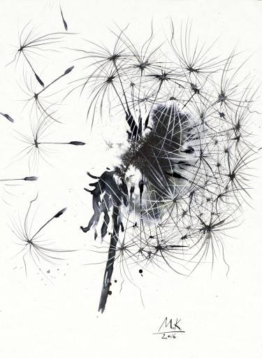 375x512 Dandelion Drawing - Dandelion Black And White Drawing