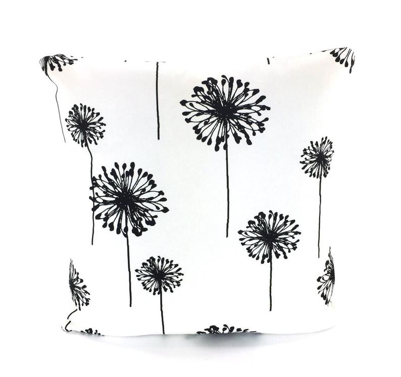794x747 black dandelion pillow cover decorative throw pillow cushion etsy - Dandelion Black And White Drawing