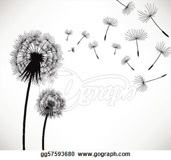 350x327 Dandelion Fluff Clipart - Dandelion Blowing In The Wind Drawing