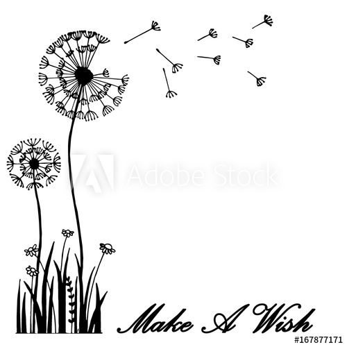 500x500 Hand Drawn Greeting Card Dandelion Flower Blow With The Wind - Dandelion Blowing In The Wind Drawing