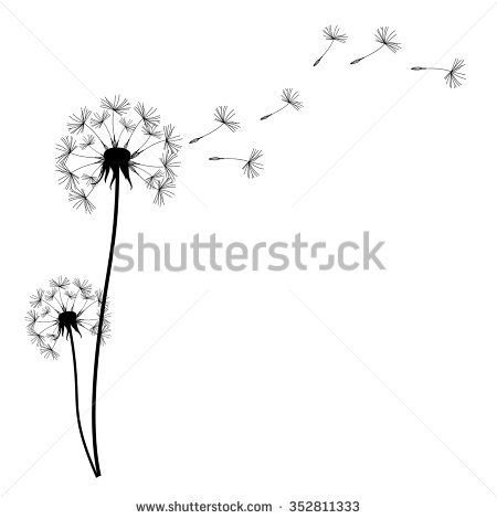 450x470 Vector Illustration Dandelion Time Two Dandelions Blowing - Dandelion Blowing In The Wind Drawing