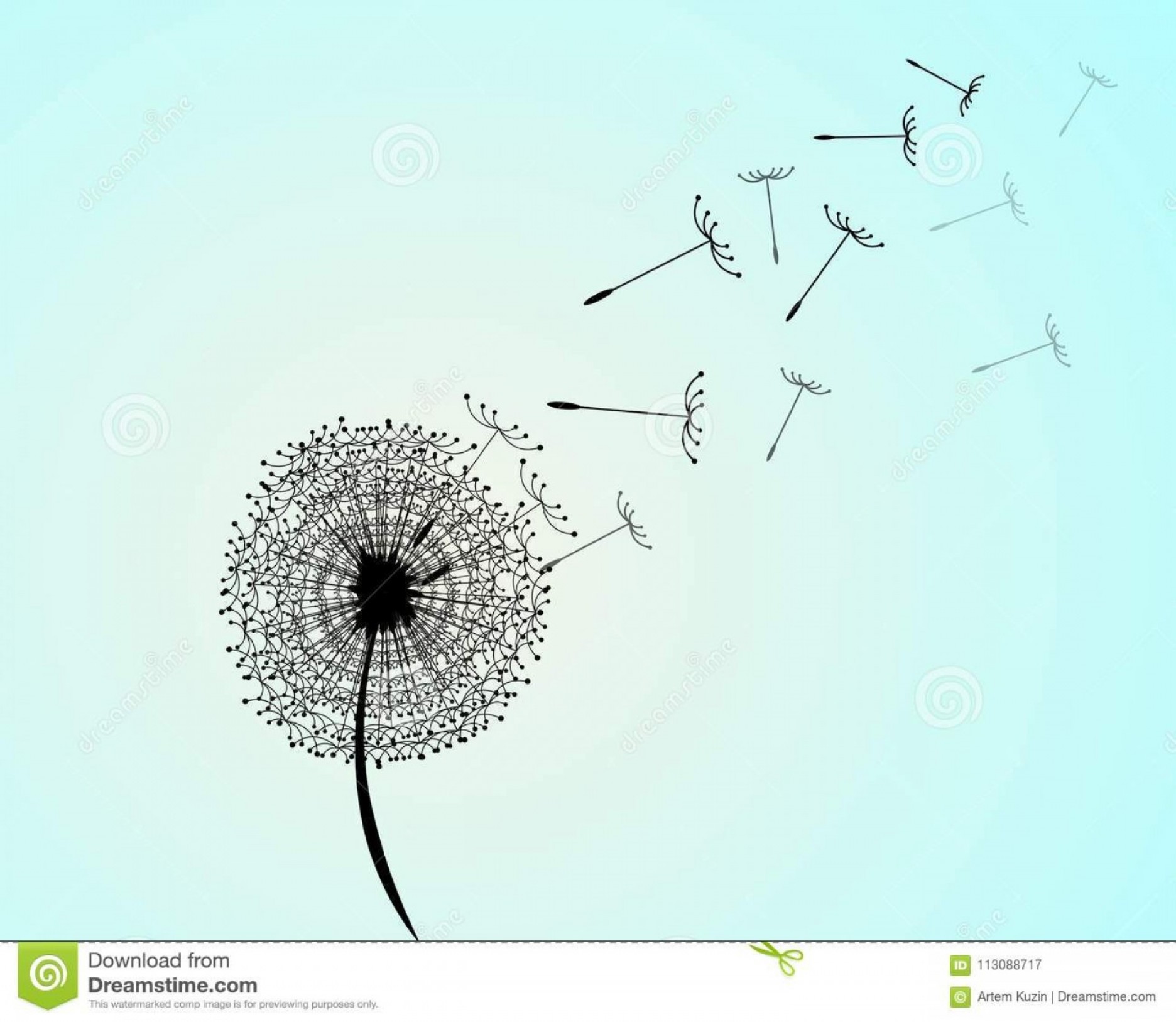 1872x1627 Wind Blew Dandelion Vector Illustration Dandelion Against - Dandelion Blowing In The Wind Drawing