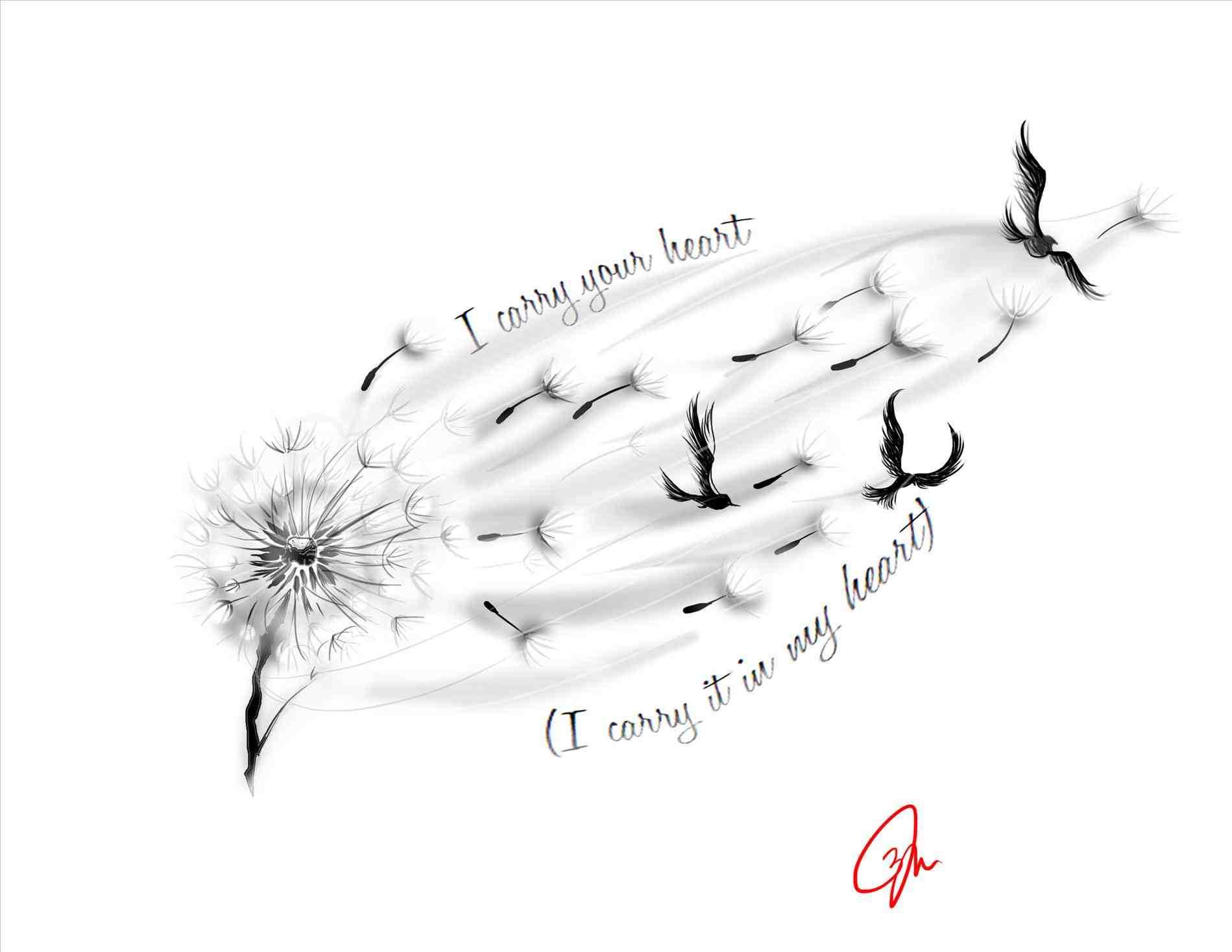 1899x1468 Drawing Tattoo Bird Soft Feather Light Wind Black Silhouette - Dandelion Blowing In The Wind Drawing