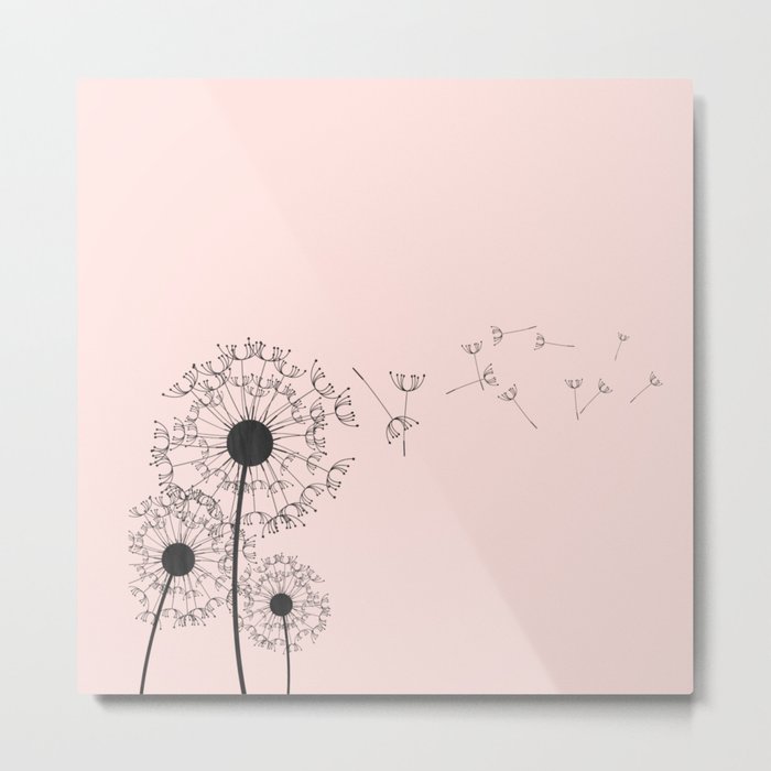 700x700 Contemporary Pink Dandelion Drawing Metal Print - Dandelion Drawing