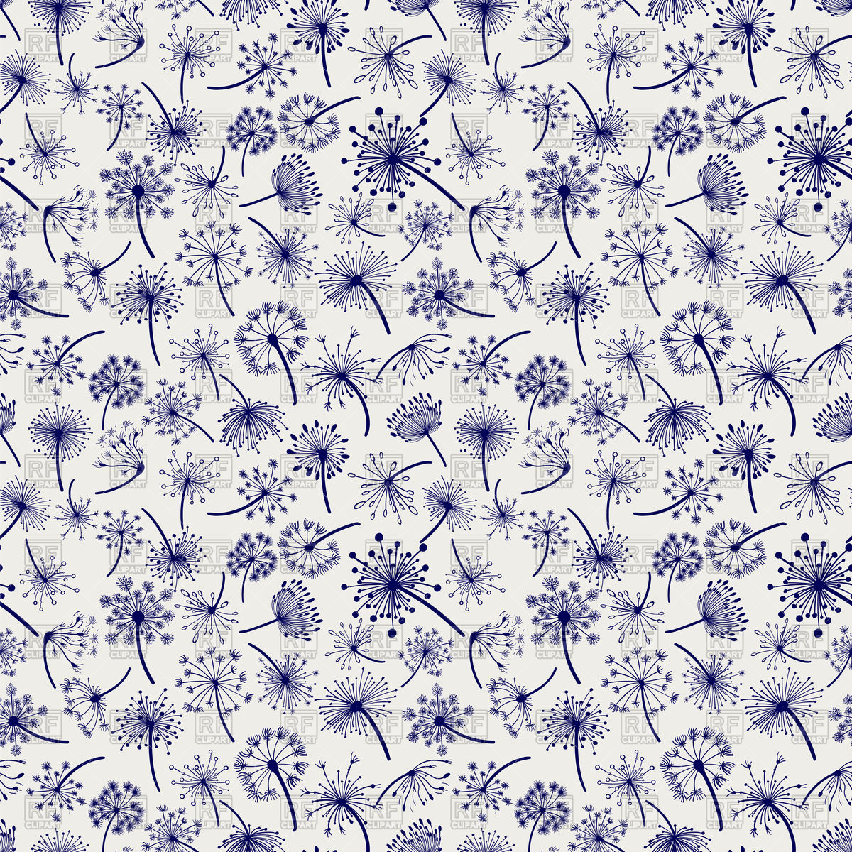 1200x1200 Dandelion Drawing Ball Pan Seamless Pattern Vector Image - Dandelion Drawing