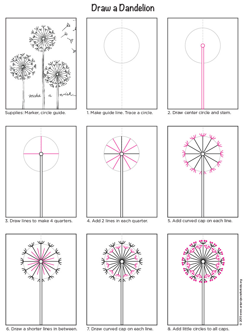 823x1124 Draw A Dandelion Art Projects For Kids - Dandelion Flower Drawing
