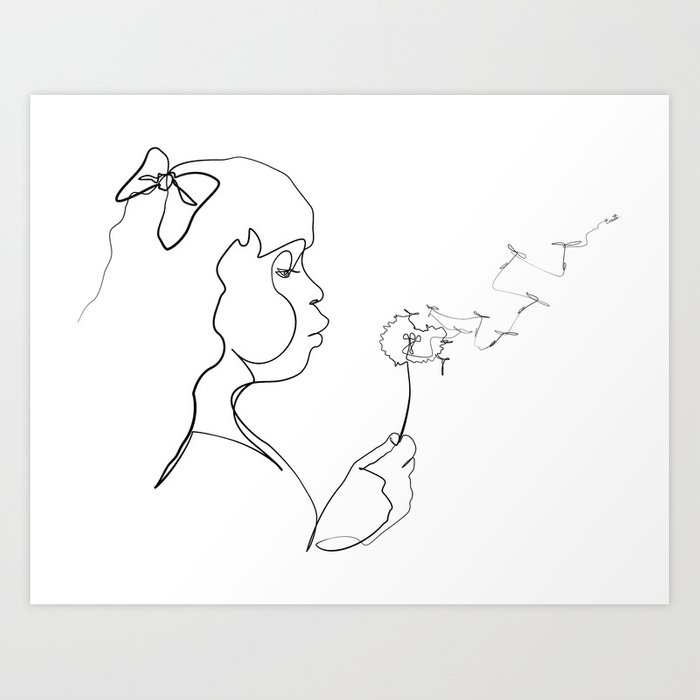 700x700 Dandelion Wish Line - Dandelion Line Drawing