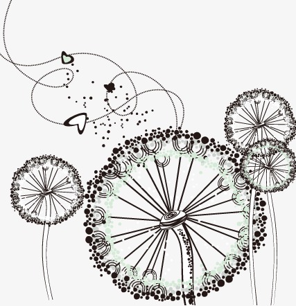 427x442 Line Painted Atmospheric Dandelion Decorative Pattern, Line Vector - Dandelion Line Drawing
