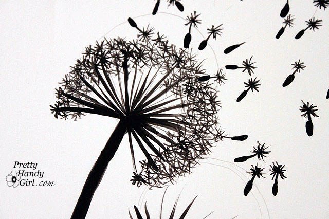 640x426 Tutorial For Painting Dandelion Wall Graphic - Dandelion Puff Drawing