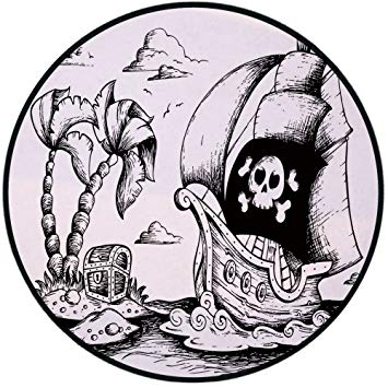 355x355 printing round rug, pirate, drawing of palm trees - Danger Drawing