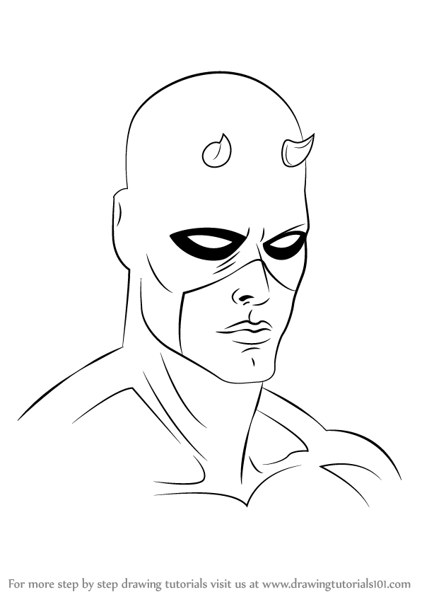 597x844 Learn How To Draw Daredevil Face - Daredevil Drawing