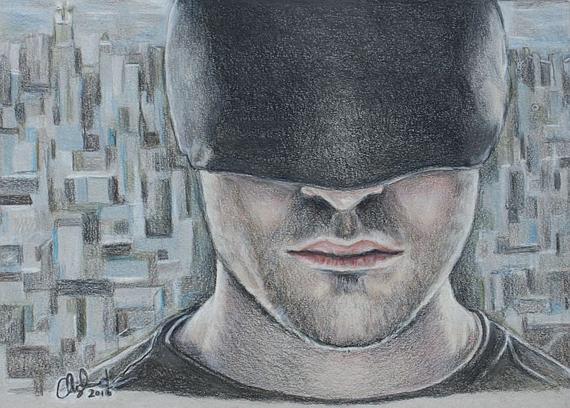 570x408 daredevil charlie cox print of colored pencil drawing etsy - Daredevil Drawing
