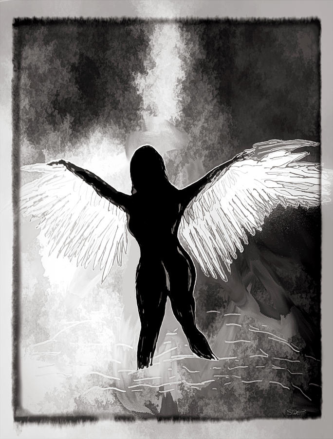 684x900 dark angel silhouette drawing - Dark Angel Drawing