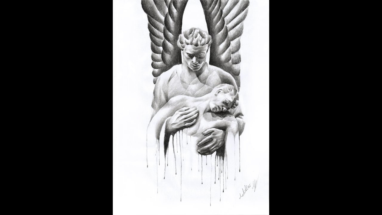 1280x720 pencil drawing of angels and dark angel pencil art - Dark Angel Drawing