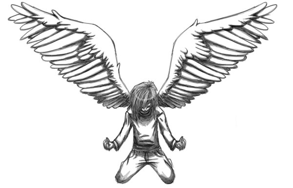 600x385 Huge Collection Of 'black Angel Wings Drawing' Download More Than - Dark Angel Wings Drawing