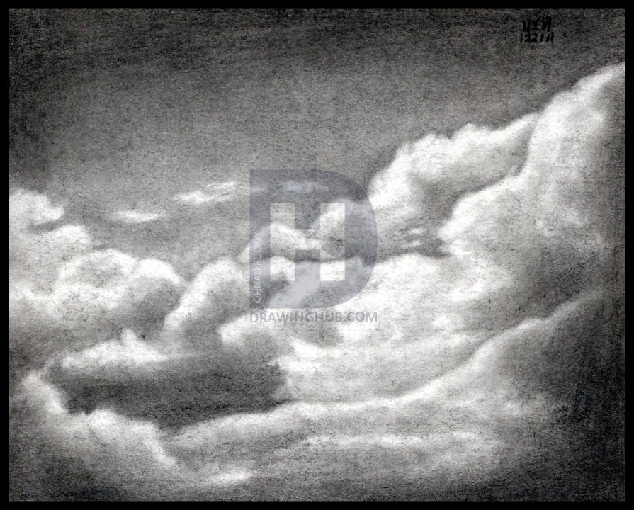 895x720 how to draw realistic clouds, draw clouds, step - Dark Clouds Drawing