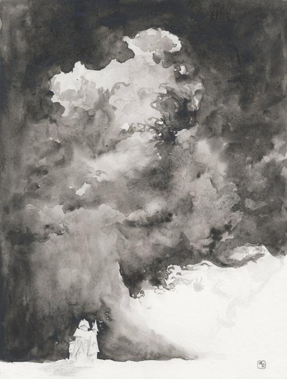 570x753 Storm Clouds Art The Crows Are Calling Victorian House Etsy - Dark Clouds Drawing